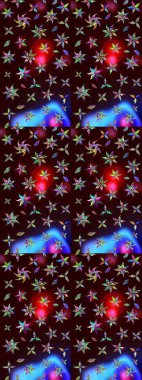 Vadinin çiçekleri kahverengi ve siyah renklerde. Çiçekler. Soyut etnik raster çizim kalıbı.