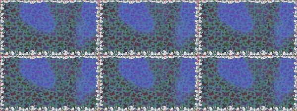 Kıyafetler, erkekler, kızlar ve duvar kağıtları için soyut, pürüzsüz desen. Raster. Mavi renkli illüstrasyon. Kelebekli Raster.