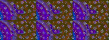 Düz Çiçek Elementleri Tasarımı. Çiçekli eskiz çizimi. Kahverengi ve mor renkli çiçekler. Renkli Yaz Teması çizim şablonu.