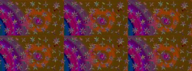 Kahverengi ve mor renkte çiçekli çiçek deseni. Çiçekler suluboya tarzında kahverengi ve mor renkte.