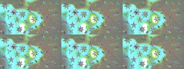 Yumuşak, yaz çiçekli arka plan. Çiçekli karalama şeklinde Raster çiçek deseni. Mavi ve gri renkte çiçekler.