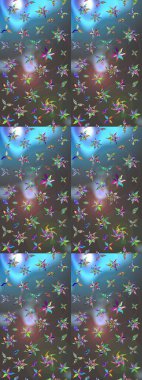 Sketch Colour Spring Theme eskiz kalıbı. Sevimli çiçek raster deseni. Düz Çiçek Elementleri Tasarımı. Mavi ve gri renkte çiçekler.