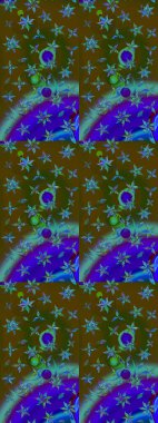 Vadinin çiçekleri kahverengi ve mavi renklerde. Raster çiçek desenleri çiziyor..