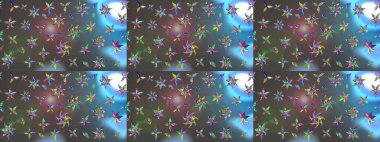 Raster illüstrasyonundaki çiçek desenli çizim. Gri ve mavi renklerde. Güzel kumaş deseni. Raster illüstrasyonu.