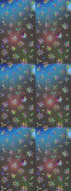 Küçük gri ve mavi renkte güzel bir besin torbası deseni, çiçekler. Millefleur 'lar. Tekstil, kumaş, kapaklar, duvar kağıtları, baskı, paket, koleksiyon defteri, örgü, dekupaj için çiçek arkaplanı..