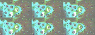 Yumuşak, yaz çiçekli arka plan. Çiçekli karalama şeklinde Raster çiçek deseni. Mavi ve gri renkte çiçekler.