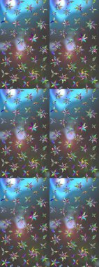 Sketch Colour Spring Theme eskiz kalıbı. Sevimli çiçek raster deseni. Düz Çiçek Elementleri Tasarımı. Mavi ve gri renkte çiçekler.