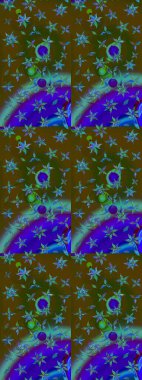 Vadinin çiçekleri kahverengi ve mavi renklerde. Raster çiçek desenleri çiziyor..