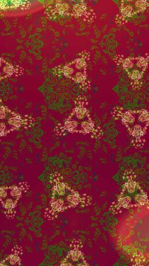 Sevimli çiçek raster deseni. Renkli Bahar Teması eskiz kalıbı. Düz Çiçek Elementleri Tasarımı. Çiçekler kırmızı, kahverengi ve yeşil renklerde.