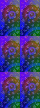 Küçük çiçekteki sevimli çiçek deseni. Mor ve mavi renkte çiçekler. Raster illüstrasyonu.