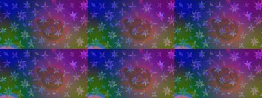 Mavi ve mor renkli çiçekler. Düz Çiçek Elementleri Tasarımı. Raster illüstrasyonundaki çiçek desenli çizim. Renkli Bahar Teması çizim şablonu.