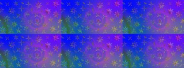 Mor ve mavi renkte çiçekler. Çiçekli karalama şeklinde Raster çiçek deseni. Yumuşak, bahar çiçekli arka plan.