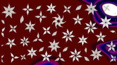 Raster illüstrasyonundaki çiçek desenli çizim. Kırmızı ve nötr renkte çiçekler.