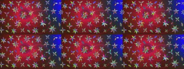 Kibar, bahar çiçekleri kırmızı ve kahverengi renklerde. Raster illüstrasyonu. Raster çiçek desenli ve çiçekli..