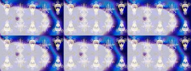 Raster illüstrasyonu. Kar tanelerinin soyut arkaplanlı Noel şablonu. Altın kar taneleri. Noel ve Yeni Yıl moda baskıları için tatil tasarımı.