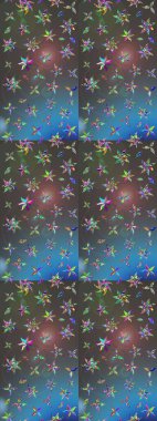 Raster çiçek izi. Klasik taslak çizimi. Çiçek grisi ve mavi çizim deseni.