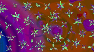 Küçük çiçekteki sevimli çiçek deseni. Kahverengi ve mor renkte çiçekler.