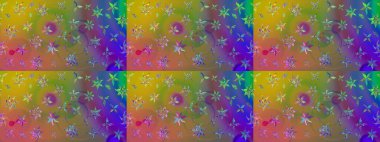 Yeşil ve kahverengi renkli çiçekler. Renkli Bahar Teması eskiz kalıbı. Düz Çiçek Elementleri Tasarımı. Çiçekle çizim deseni.