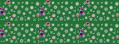 Küçük çiçekteki sevimli çiçek deseni. Yeşil ve nötr renkte çiçekler.