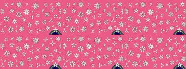 Pembe ve nötr renklerde bahar çiçekleri. Çiçekli karalama şeklinde Raster çiçek deseni. Raster illüstrasyonu.