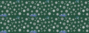 Raster illüstrasyonu. Asya tekstil tarzında. Yeşil ve nötr renklerde çiçekler. Raster illüstrasyonu. Çiçek desenini çiz.