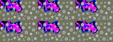 Çiçek desenli eskiz. Gömlek baskısı için çiçek boyası. Yeşil ve nötr renkte çiçekler.