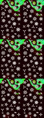 Çiçek buketleriyle klasik bir eskiz şekli. Raster illüstrasyonu. Siyah renklerde.