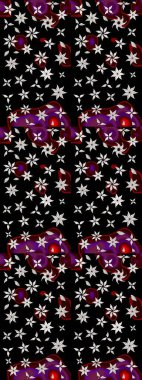 El çizimi. Çiçekli, yapraklı, çiçek desenli eskiz. Raster illüstrasyonu.