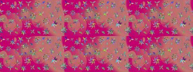 Tekstil için figür. Davetiye ve kartpostal tasarımı için dekoratif çiçek unsurları. Yapraklı çizim şekli. Şirin, zarif çiçekler Raster illüstrasyonu. Poster veya kapak için arkaplan.