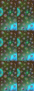 Çiçek buketleriyle klasik bir eskiz şekli. Yeşil renklerde. Raster illüstrasyonu.