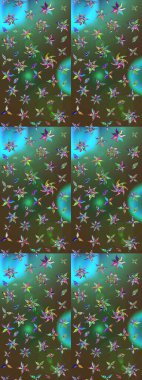 Çiçek buketleriyle klasik bir eskiz şekli. Yeşil renklerde. Raster illüstrasyonu.