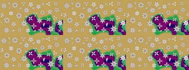 Suluboya elle çizilmiş çiçek desenli eskiz deseni. Parlak renkli fantezi çiçekleri, yapraklar, sarı renkli tomurcuklar.