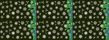 Çiçek arkaplan. Raster deseni. Küçük çiçekte güzel bir desen var. - Gri çiçekler. Çiçek kompozisyonu. Doğa. Çiçek kolajı.