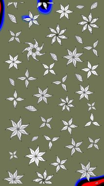 Küçük çiçekteki sevimli çiçek deseni. Yeşil renkte çiçekler.