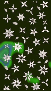 Raster illüstrasyonu. Gri renklere karalamalar çizilmiş çiçek deseni.