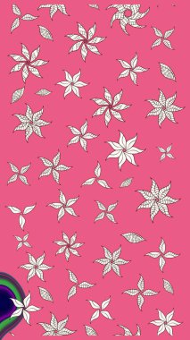Renkli Bahar Teması eskiz kalıbı. Raster Modaya uygun kumaş deseni. Pembe renkli şirin çiçek deseni. Düz Çiçek Elementleri Tasarımı.