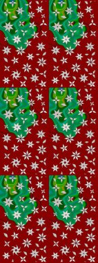 Kırmızı renkte bitkilerden oluşan parlak çiçekli çizim deseni.