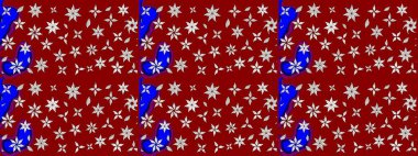 Raster illüstrasyonu. Raster illüstrasyonu. Kırmızı renkte çiçekler. Asya tekstil tarzında. Çiçek desenini çiz.