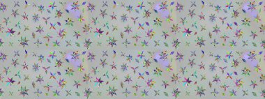 Miles Fleur, ditsy ornament. Raster illustration. Vintage retro style. For print on fabric, textiles, wallpaper. Cute floral pattern with buds chamomile flowers. Sketch background.