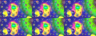 Yumuşak, yeşil renkli bahar çiçekleri. Yaprak ve çiçeklerin suluboya resimleri, yeşil renkte çizimler. Raster illüstrasyonu.