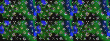 Raster illüstrasyonu. Küçük çiçekteki sevimli çiçek deseni. Yeşil renkte çiçekler.