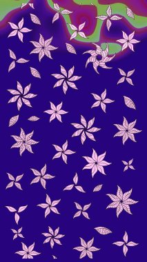 Raster illüstrasyonu. Mavi renkli çiçekler. Çizim çiçek deseni duvar kağıdı için kullanılabilir.