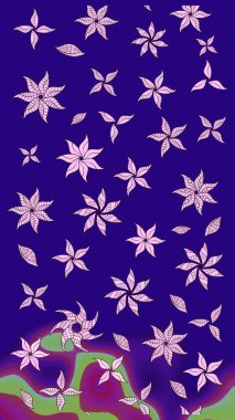 Raster illüstrasyonu. Mavi renkli çiçekler. Çizim çiçek deseni duvar kağıdı için kullanılabilir.