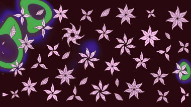 Düz Çiçek Elementleri Tasarımı. Kahverengi renkli çiçekler. Renkli Yaz Temalı eskiz kalıbı. Çiçekli retro deseni çiz.