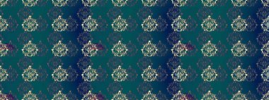 Altın rengi, kusursuz çizim. Altın desenli mavi, gri ve kahverengi renklerde altın çiçekli elementler. Raster geometrik arka plan. Senin tasarımın için, duvar kağıdı..