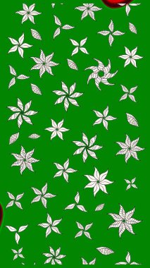 Yeşil renkli çiçekler. Raster illüstrasyonu. El çizimi çiçekli soyut çizim deseni.