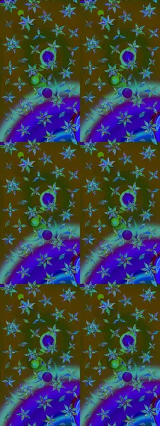 Vadinin çiçekleri kahverengi ve mavi renklerde. Raster çiçek desenleri çiziyor..