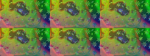 Raster çiçek desenli çiçek deseni, yapraklar, dekoratif elementler, sıçrama, lekeler, el çizimi kontur çizgileri ve Doodle çizim stili, grafik raster çizim çizimi.