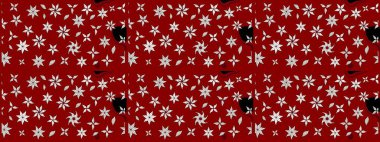 Kırmızı renkte etnik çiçeklerle süslenmiş zarif bir eskiz şekli. Raster Çiçek İllüstrasyon Şirin Tekstil.