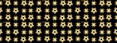 Raster illüstrasyonu. Çiçek desenli çizim. Siyah renklerde Asya tekstili.